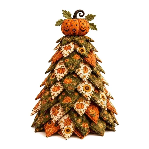 Halloween Quilted Fabric Tree Kit, DIY 3D Padded, Witch Hat, for Adults and Beginners
