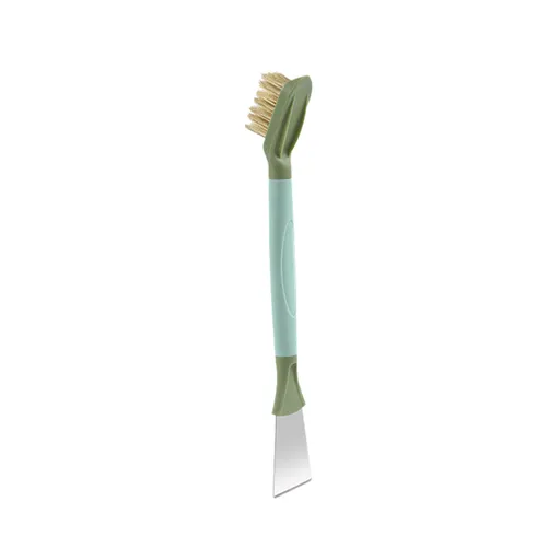 2-Pack Green Dual Head Kitchen Cleaning Brush Set - Stainless Steel Scraper and Copper Wire Brush - Heavy Duty Grease Removal, Detachable Handle, Multi Surface Use for Stovetops and Ovens