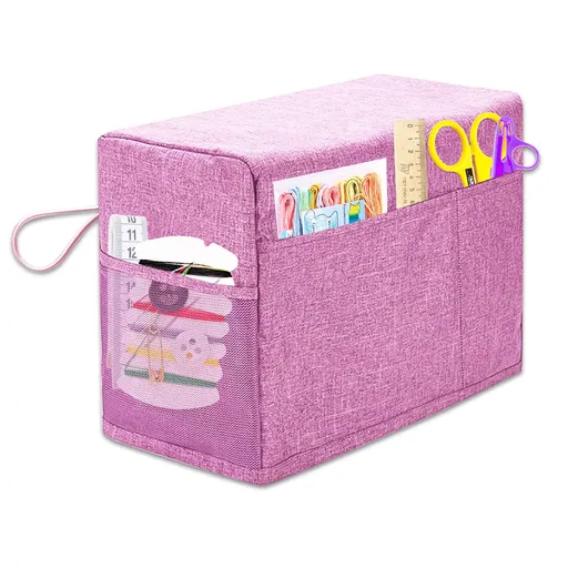 Sewing Machine Cover, Protective Cover with Essentials Storage Pocket and Side Handles, Sewing Machine Dust Cover (Lucky Pink)