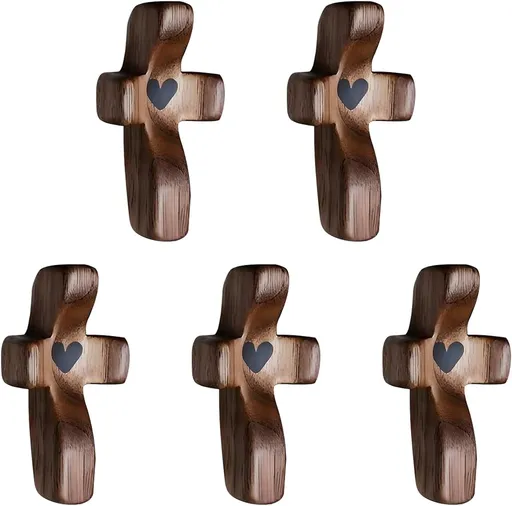 Black Cross Ornaments Set of 5 Wooden Cross Crafts Perfect Gift Idea