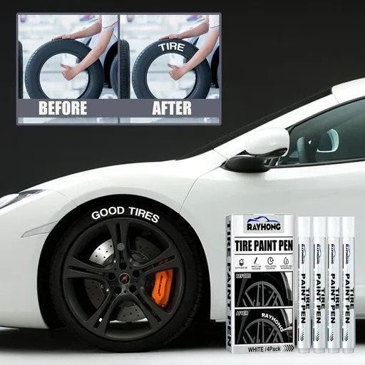 Paint Pen For Car Tires - White Tire Paint Pen， Waterproof Tire Marker Lettering Paint Pen, Allows You To Get The Real Professional Look Of Car Tires