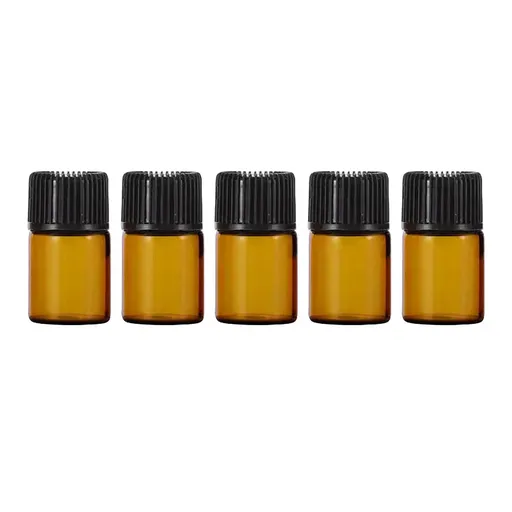 5pcs 2ml-5ml Amber Glass Orifice Reducer Bottles Sample Vial Dram Essential Oils - 2ml