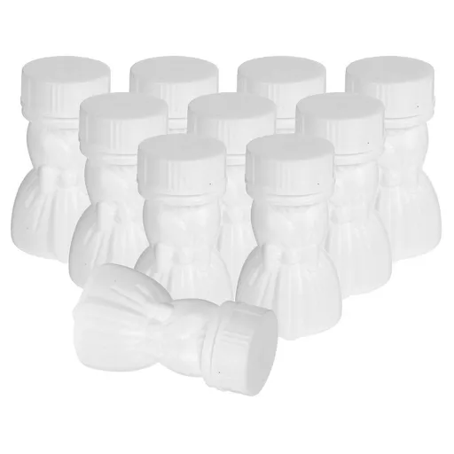Set of 10 White Plastic Bubble Bottles for Storage, Refills, Wedding Party Favors, and Home Decor