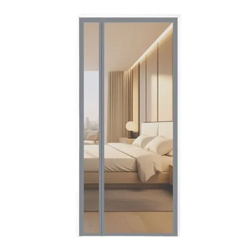 1 Pack Magnetic Mosquito Net Door, Self-Adhesive Side Opening Curtain Removable Durable Insect Fly and Cat Proof, 110x220cm, Gray