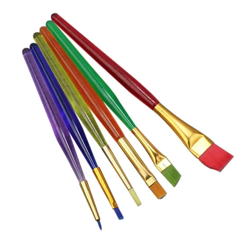 6pcs Brush Set Nylon Brush Sugar Fondant Cake Painting Brush Decorating Tool for DIY Cookie Sugar Craft Tool Assorted Color
