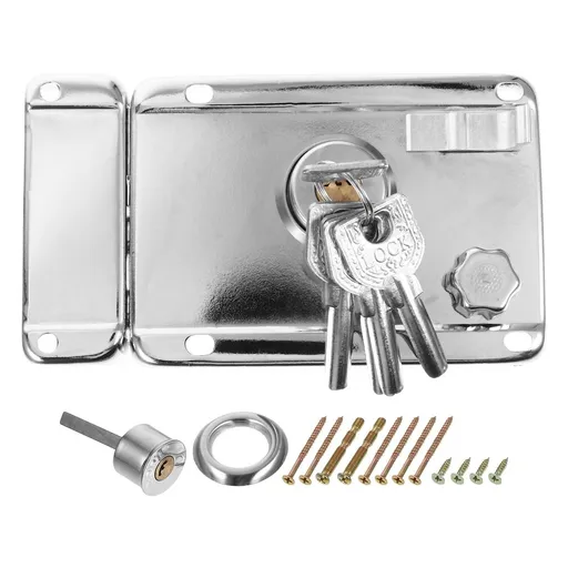 1Set Easy Install Plated Silver Door Lock with Crescent Deadbolt for Barn