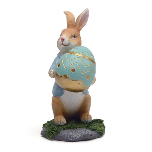 Easter Bunny Figurines with Carrot Cute Resin Bunny Rabbit Statue Resin Crafts Ornaments Easter Gifts for Children