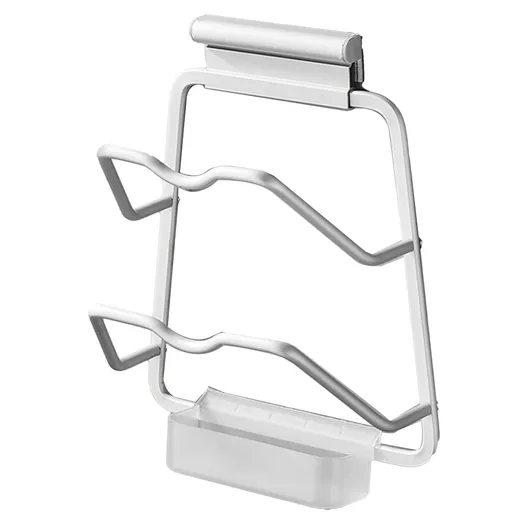 Pot Lid Holder Drilling Free Wall Mounted Space Saving Aluminium Hand Polishing Rustproof for Kitchen 2 Layer
