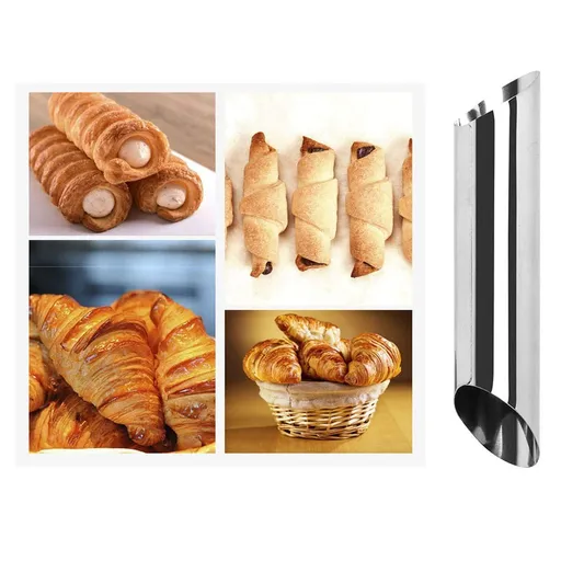 5PCS 5 inch Large Stainless Steel Cannoli Forms Non-stick cream horn Danish Pastry Molds for Croissant Shell Cream Roll Pack of