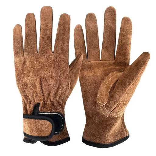 Size L Heavy-Duty Cowhide Protective Gloves with Heat Resistant and Wear-Proof Leather for Outdoor Camping Welding and Industrial Work Reliable Hand Guard for Local Professionals