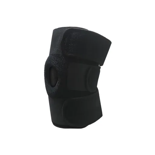 Black Adjustable Knee Brace Support (Pair) with Dual Spring Stabilizers & Patella Gel Pad - Non-Slip for Sports Running Hiking