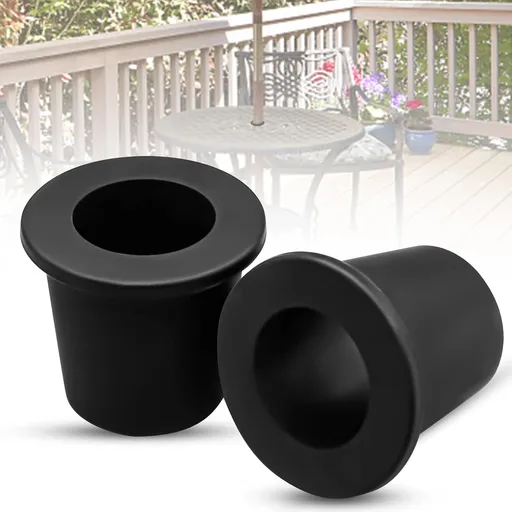 2Pcs Patio Table Umbrella Hole Ring Plug, Silicone Pool Sleeve Stabilizer Cone Wedge, Table Insert for 2-2.5 Inch Hole or 1.5 Inch Adapter (Black)