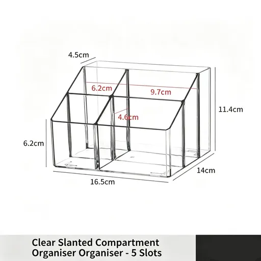 Clear Slant Opening Cosmetic Tube, 5 Compartment Acrylic Storage Holder For Makeup Accessories