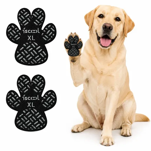 2 Sets 8 Pcs Dog Paw Pads Anti-Slip Traction Grips for Senior Dogs Puppies, Self-Adhesive Paw Protectors for Hardwood Floors Tiles, Breathable Pet Paw Stickers for Injured Dogs - Black - Size XL
