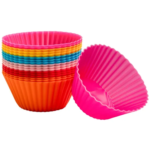 10 pcs Silicone Muffin Cups, Cupcake Baking Cups Reusable Muffin Liners Cupcake Wrapper Cups Holders for Muffins-Color Random