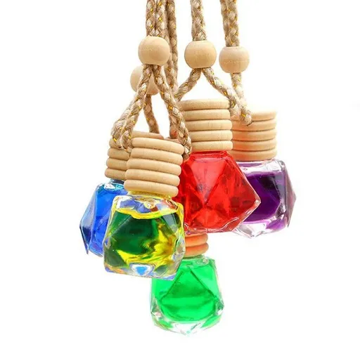 Hanging Car Air Freshener, Empty Clear Glass Perfume Bottle Diffuser Pendant, Essential Diffuser Oil Fragrance Aromatherapy（5pcs）