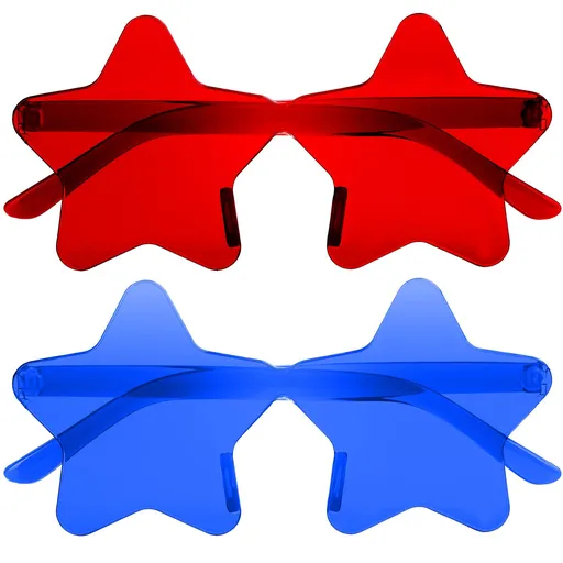 2 Pair Star Shaped Sunglasses Transparent Color Star Glasses Pentagram Glasses for Women Children Party Favor