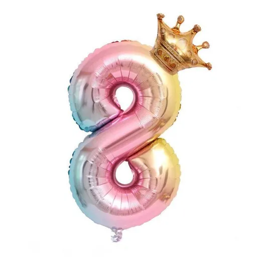 32 Inch Crown Number Foil Balloons Rainbow Iridescent Party Decoration - Crown 8