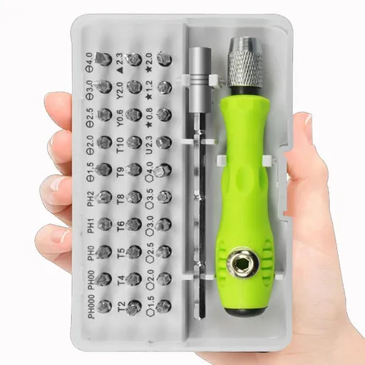 Small Screwdriver Set, 32 Mini Magnetic Precision Screwdrivers Bit Set (Star, Y, Torx, Triangle, Phillips, Slotted, U, Hex Heads)