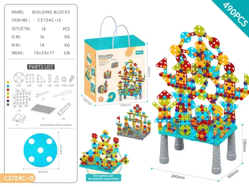 DIY Screw Assembly Building Blocks Set for Kids Ages 3-6 – Creative Educational Toy with Wrench and Screwdriver, Perfect for Parent-Child Interaction and Fine Motor Skills Development (490PCS)