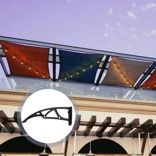 Sturdy Aluminum Awning Bracket in Black for Patio Door Canopy and Window Shade Support