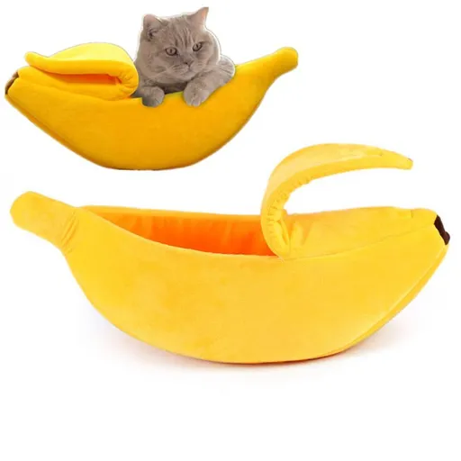 Large Creative Banana Shape pet Bed, Warm and Soft Banana Bed for Hedgehog, Hamster Chinchilla, Guinea Pigs, Ferret,Kitten Puppy - Yellow