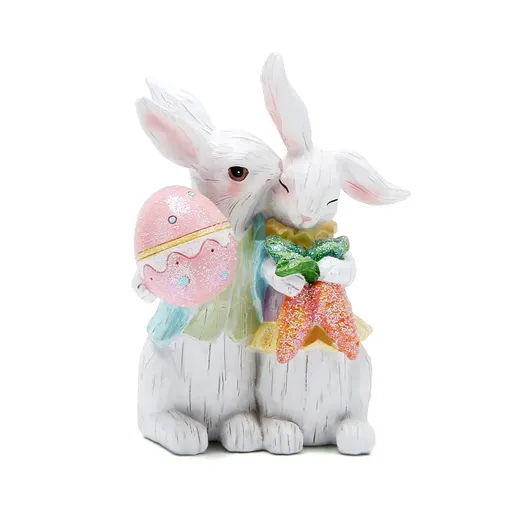 Easter Bunny Couple Decorations Spring Decors Figurines Tabletopper Decorations for Party Home Holiday Cute Rabbit