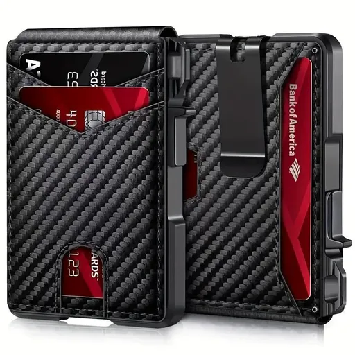 Men'S Card Holder Carbon Fiber Card Holder Men'S Accessories Stylish Card - Black - Size 01