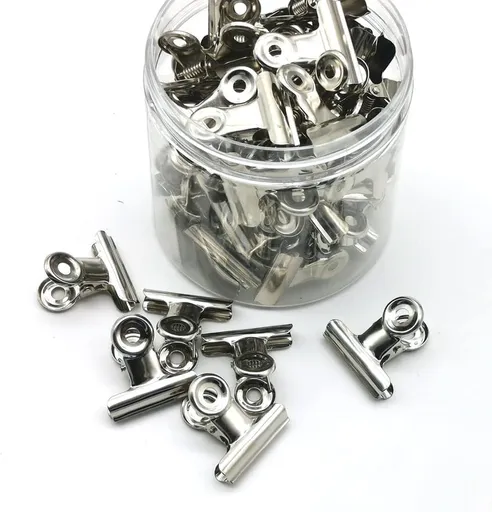 48PCS Bulldog Clips Silver 1.25 Inches,Mini Binder Clips,Metal Paper Clips with Transparent Storage Box,Hinge Clips for Crafts