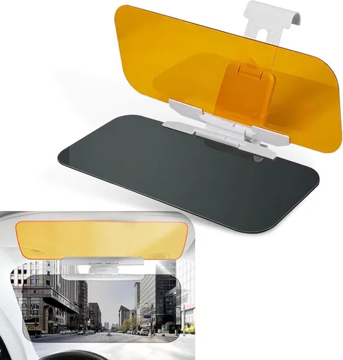 Car Sunshade - 2-in-1 Sunshade Extension - Day and Night Glare Protection - For All Vehicles - Driver and Passenger Side Sunshade