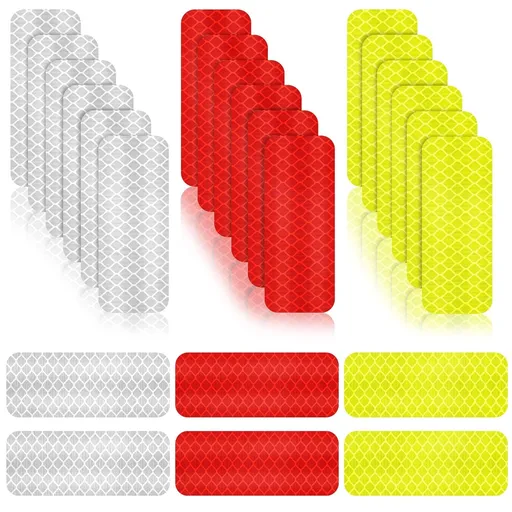 Warning Reflective Stickers Safety Night Visibility Adhesive Stickers Waterproof Reflective Tape Decal for Vehicle Motorcycle Bicycle, 1.18 x 3.25 Inch(24 Pieces)