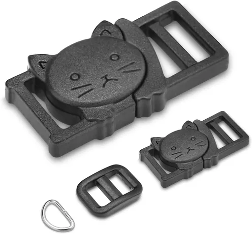 CooBigo 3/8" Breakaway Cat Collars Clasp Kit, 20 Set Break Away Lanyard Clasp Cat Safety Collar Paracord Buckles Accessories(Black)