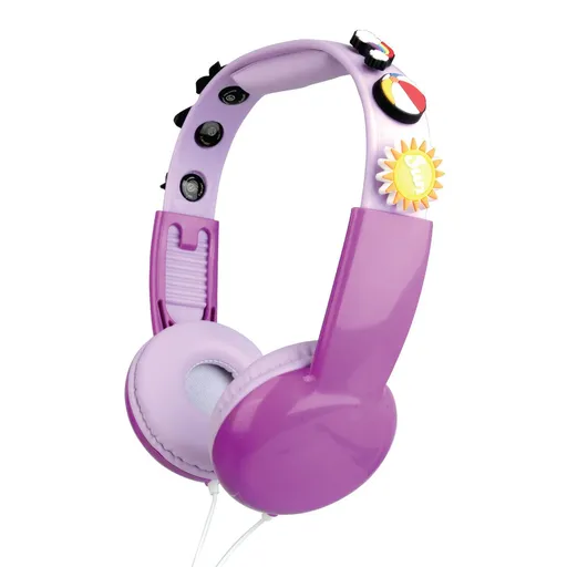 Laser Kids Wired Headphones with Charms Pink