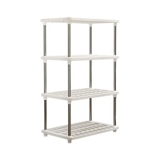 4 Tier Freestanding Shelf Bathroom Organizer, Shelving Unit Storage Rack Organizer, For Home, Garage, Basement, And Laundry, White