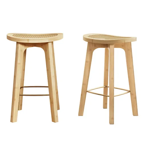 Artiss 2x Bar Stools Bamboo Rattan Stool Counter Chair Kitchen Barstools
