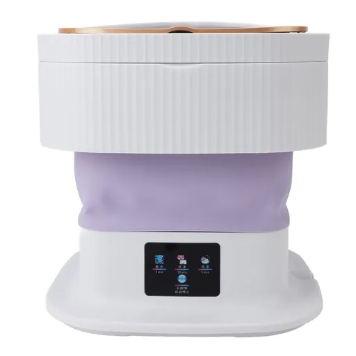 Portable Washing Machine 11.5L Large Capacity 3 Modes LCD Touch Screen Folding Mini Clothes Washer for Underwear Baby Clothes Socks Purple US Plug 100‑240V