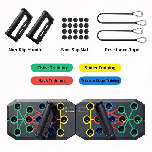 30 Holes Push‑Up Board, Portable Foldable Fitness Equipment for Home Indoor Outdoor, Body Shaping for Men Women, 30 Holes Buckle Ordinary Handles With Resistance Bands, Christmas Sports Training Gift