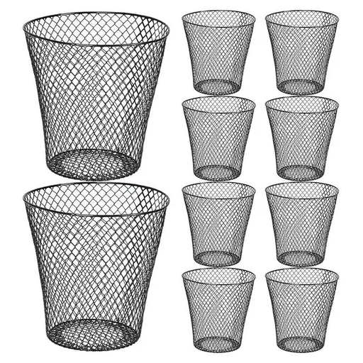 Round Wastepaper Basket, Wire Mesh Desk Metal Can Recycling Can Garbage Container for Bedroom Office(10pcs)