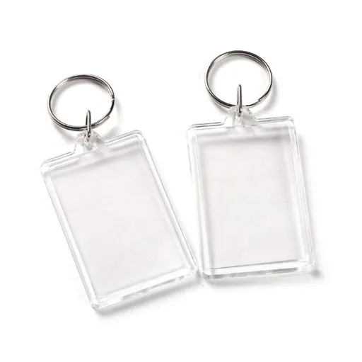 10Pcs SMALL SIZE-Rectangle Clear Acrylic Photo Snap-in Keychain Blank Double Sided Custom Personalised Photo Insert Picture Frame
