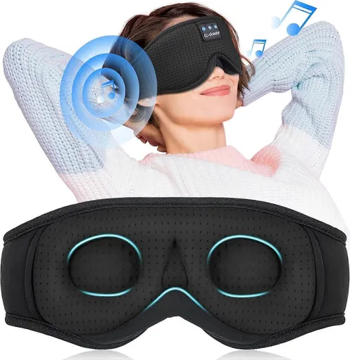3D Sleep Mask with Bluetooth Headphones - Wireless 5.4, 13H Playtime, Light Blocking