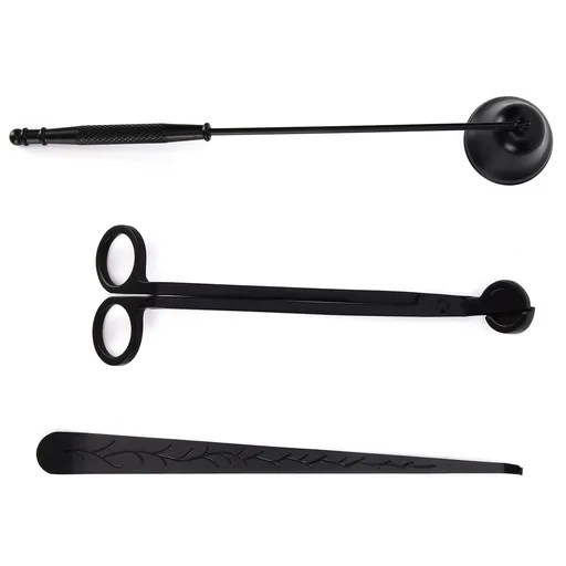 3PCS Candle Accessory Set Candle Wick Trimmer Cutter Snuffer Extinguisher Wick Dipper Gift SuppliesBlack