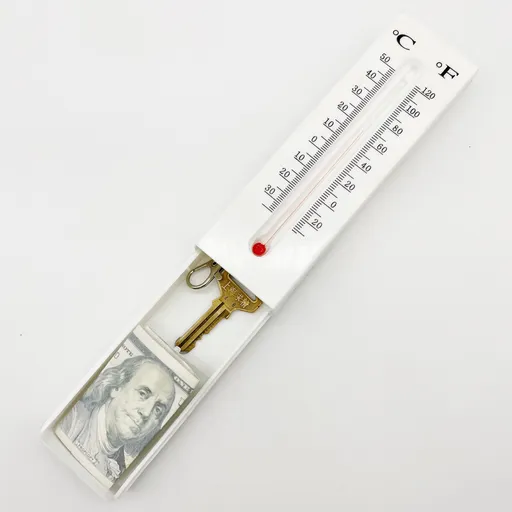 2-Pack Outdoor Fake Thermometer Diversion Safe - Hidden Key, Money, Medicine Hiding Box