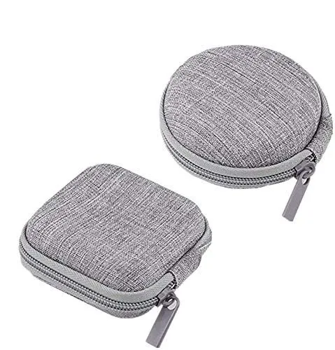 2 Pack Earphone Earbuds Headset Headphone Carrying Case Holder Mini Storage Organizer Box Container Coin Pouch Wallet
