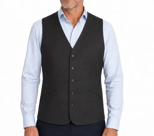Mens Bamboo Blend Longline Vest Waistcoat w/ Stretch Business Forrnal Dress - Charcoal