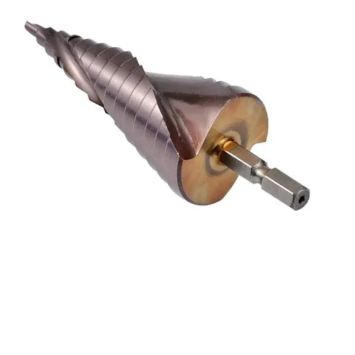 High speed steel cobalt containing hexagonal shank step drill bit, metal sheet drilling, stainless steel drilling tool