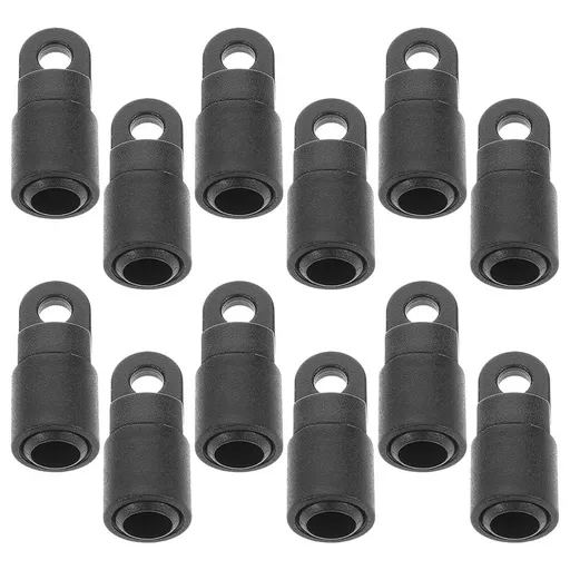 12Pcs Black Bungee Cord Terminal Ends Plastic Fasteners for Kayak Boat Gear