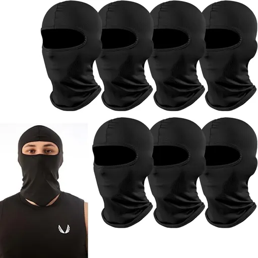 7PCS Bandana Face Mask, UV Protector Motorcycle Ski Scarf,Helmet Mask Balaclava Black Tactical Face Mask