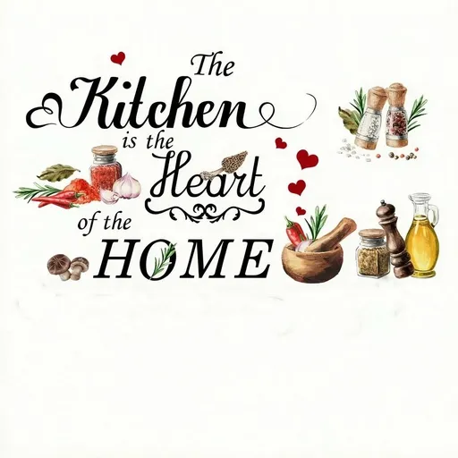 Heart of The Home Wall Sticker Food Lettering Quotes Saying Wall Decals Kitchen Dining Room Restaurant Wall Decor
