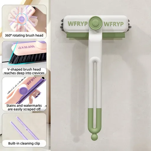 Multifunctional Rotating Gap Brush 3-in-1 Dead-Corner Cleaning Brush for Bathroom Floors—Green