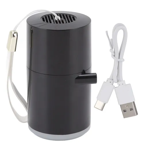 Electric Vacuum Pump USB Charging Inflatable Pump with 4 Lighting Gear for Outdoor Camping Black